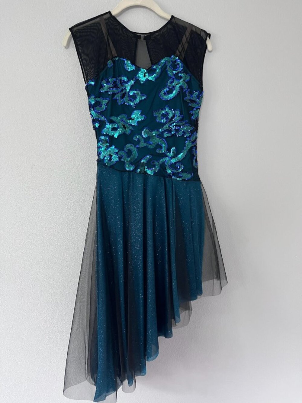 Teal Sequin High-Low Performance Dress – Sparkling Contemporary / Lyrical Dress